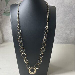 Silver Open Circle Link Long Chain Statement Necklace Boho Layering